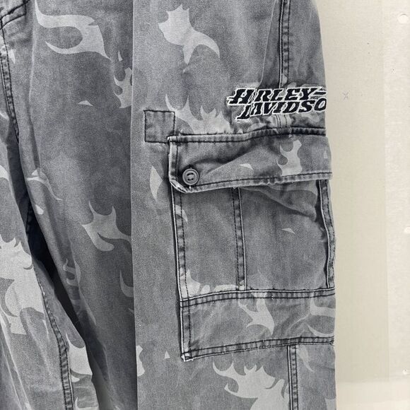 Harley-Davidson Pants Size 40/30 Flames Camo Cargo Gray Mens Motorcycles Biker - Picture 3 of 5